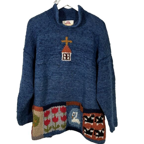 Amano Sweaters - Amano Wool Sweater Vintage Church Wedding Farm Garden Pockets Size OS Chapel